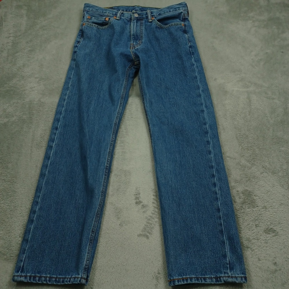 Levis 505 Jeans Mens 32x30 Blue Denim Casual Pockets Cotton Straight